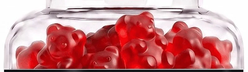 Primer plano de los ositos rojos dentro del bote