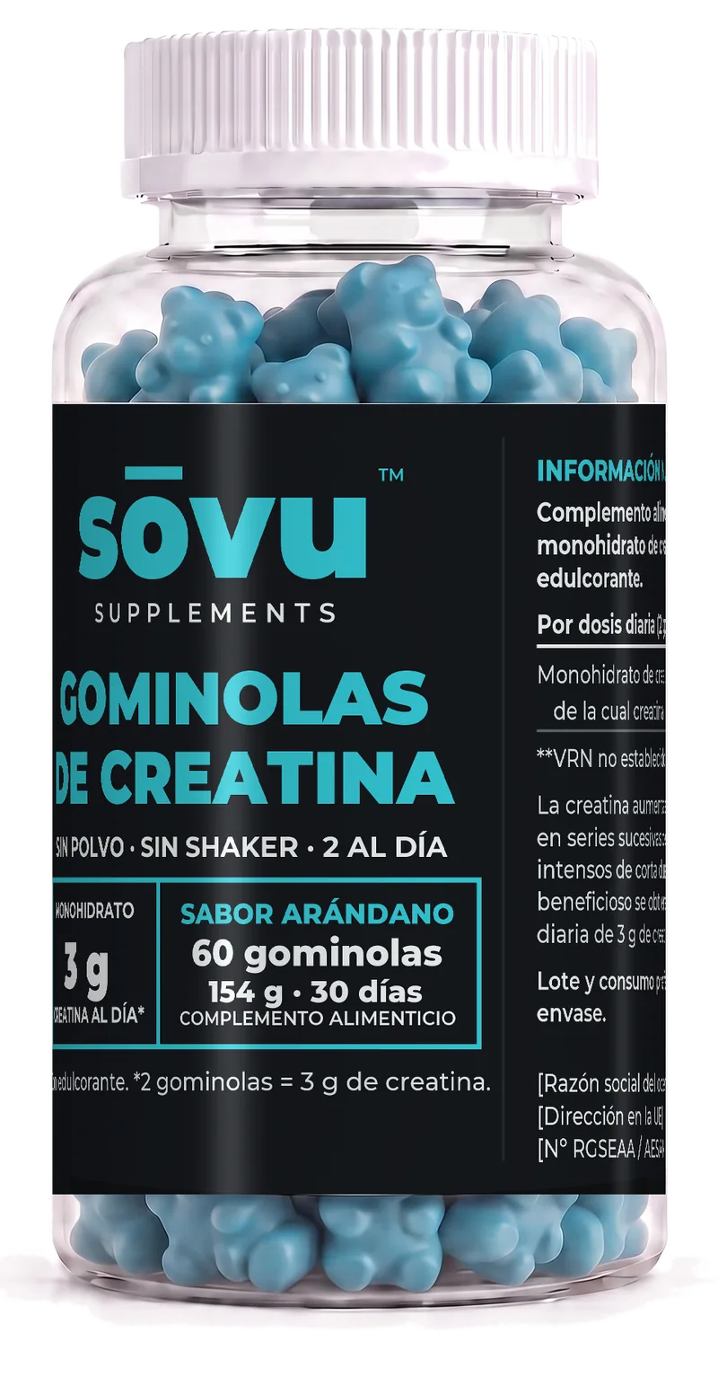 Bote de sōvu Gominolas de creatina sabor arándano, 60 gominolas
